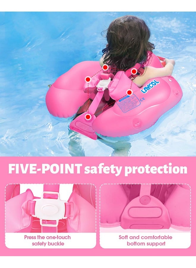 LAYCOL Baby Swimming Float Inflatable Baby Pool Float Ring Newest with Sun Protection Canopy,add Tail no flip Over for Age of 3-36 Months