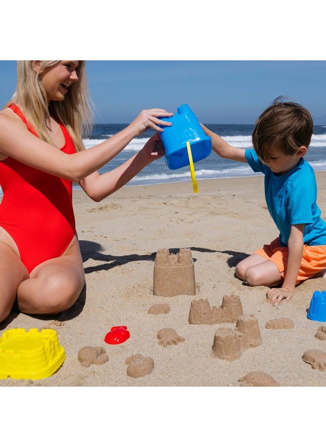 PREXTEX 10 Piece Beach Sand Toys Set for Kids - Bucket with Sifter, Shovel, Rake, Watering Can, 5 Animal and Castle Sand Molds for Kids & Toddlers - Sand Buckets and Shovels for Kids, Beach Toy Set