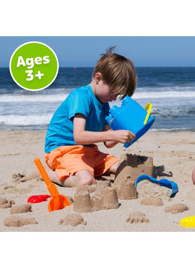 PREXTEX 10 Piece Beach Sand Toys Set for Kids - Bucket with Sifter, Shovel, Rake, Watering Can, 5 Animal and Castle Sand Molds for Kids & Toddlers - Sand Buckets and Shovels for Kids, Beach Toy Set