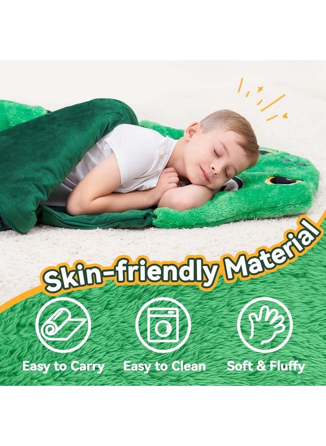 iPlay, iLearn Kids Dinosaur Sleeping Bag, Toddler Boy Dino Nap Mat, Plush Animal Slumber Bag 2 In 1 Pillow Daycare Preschool Kindergarten Birthday Gift Travel Sleepover 3 4 5 6 7 8 10 12 Yr Child Teen