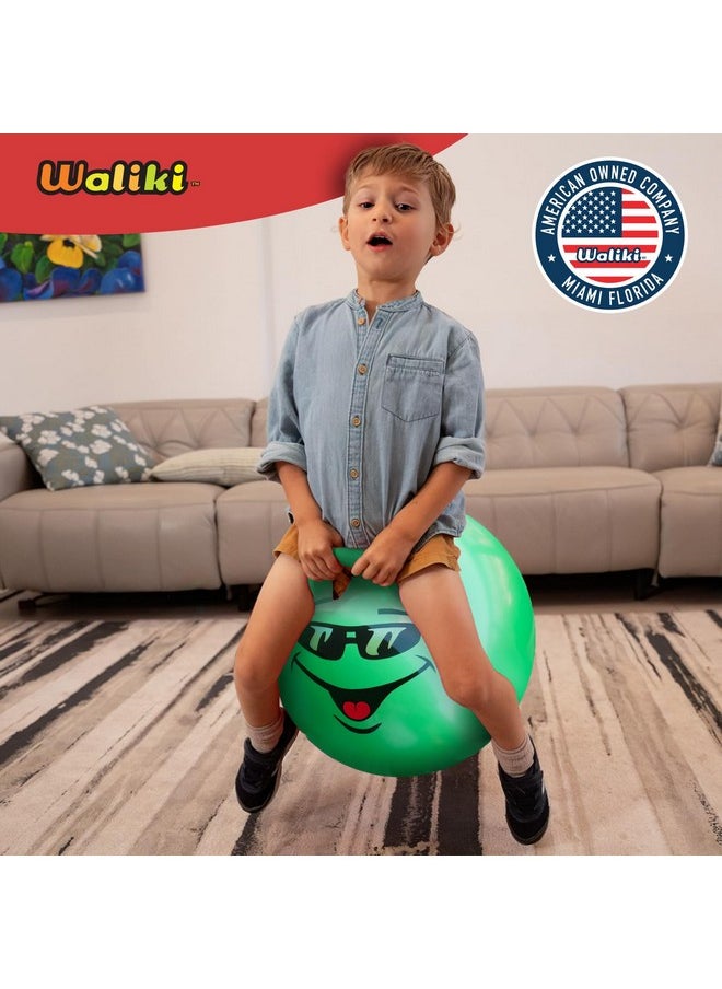 WALIKI Hop Ball Toy for Boys and Girls 3 4 5 and 6 Years old | 18” Green Hopper Jumping Therapy Ball for Kids | Outdoor Toys for Kids Who Love Hopping
