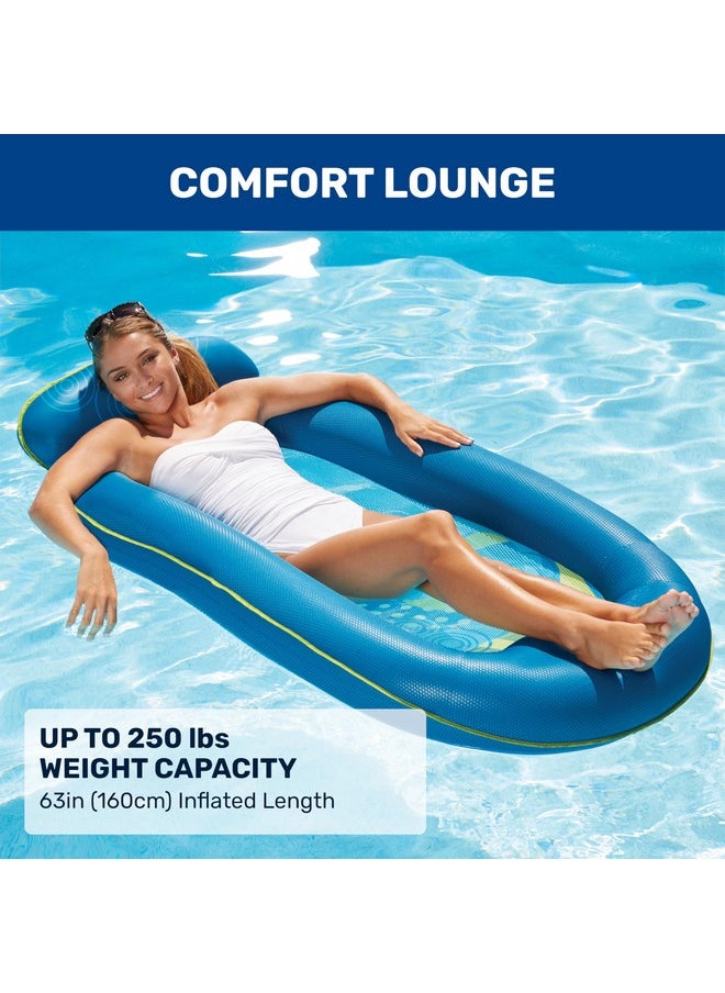 Aqua Comfort Pool Float Lounge - Inflatable Pool Floats for Adults with Headrest and Footrest - Bubble Waves