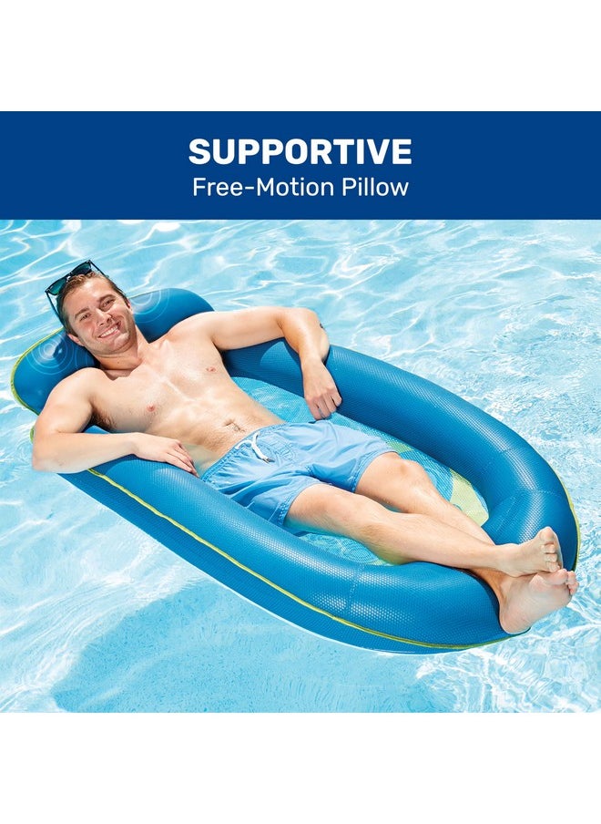 Aqua Comfort Pool Float Lounge - Inflatable Pool Floats for Adults with Headrest and Footrest - Bubble Waves