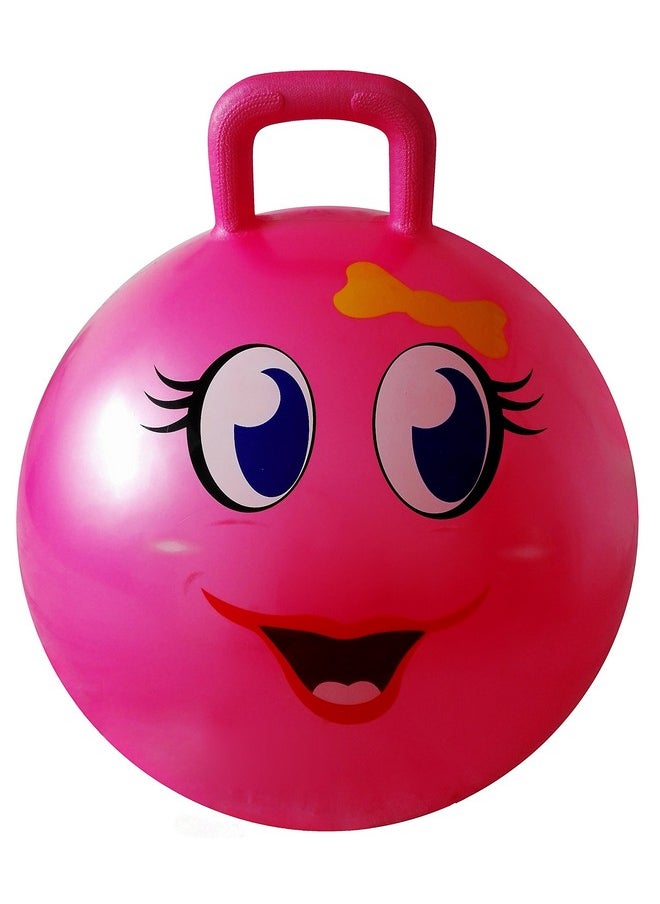 AppleRound Hippity Hoppity Hopball with Ball Pump, 18in/45cm Diameter for Age 3-6, Kangaroo Bouncer, Space Hopper Ball with Handle for Children, Printed Design (Girl)