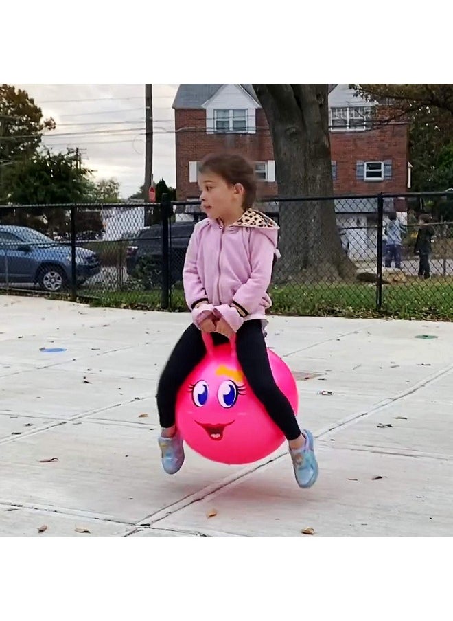 AppleRound Hippity Hoppity Hopball with Ball Pump, 18in/45cm Diameter for Age 3-6, Kangaroo Bouncer, Space Hopper Ball with Handle for Children, Printed Design (Girl)