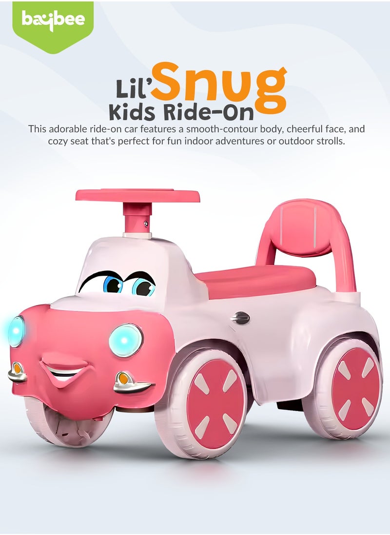 Snug Kids Ride on Car for Kids, Baby Car with Light, Music, Storage Space & Backrest, Baby Push Car for Toddlers Kids Car Jeep Baby Ride on Toy Car for Kids 1+ Years Boys Girls Pink