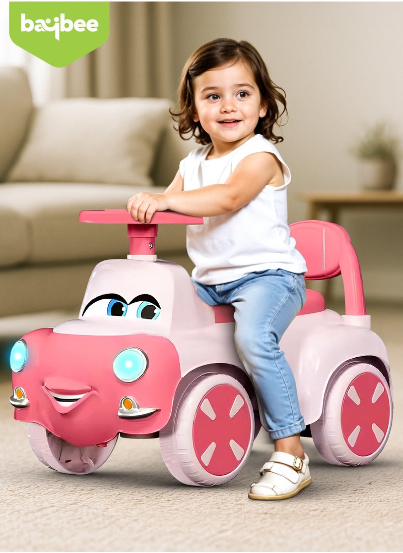 Snug Kids Ride on Car for Kids, Baby Car with Light, Music, Storage Space & Backrest, Baby Push Car for Toddlers Kids Car Jeep Baby Ride on Toy Car for Kids 1+ Years Boys Girls Pink