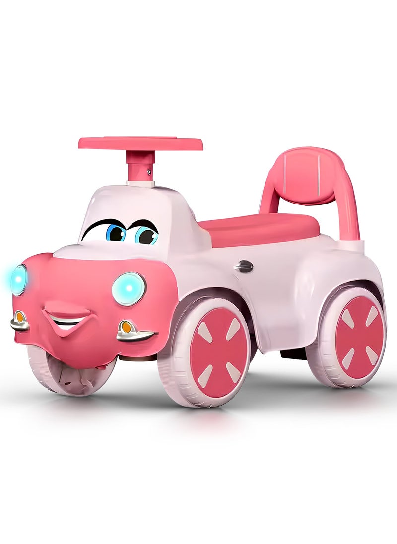 Snug Kids Ride on Car for Kids, Baby Car with Light, Music, Storage Space & Backrest, Baby Push Car for Toddlers Kids Car Jeep Baby Ride on Toy Car for Kids 1+ Years Boys Girls Pink