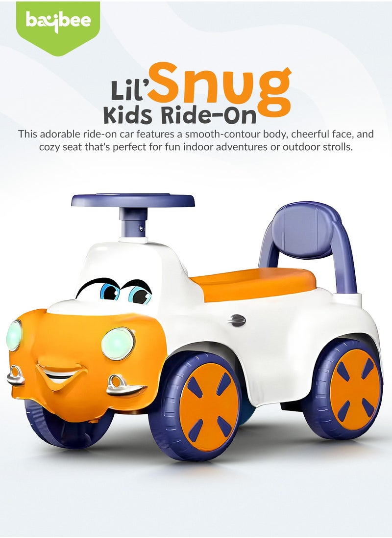 Snug Kids Ride on Car for Kids, Baby Car with Light, Music, Storage Space & Backrest, Baby Push Car for Toddlers Kids Car Jeep Baby Ride on Toy Car for Kids 1+ Years Boys Girls Orange