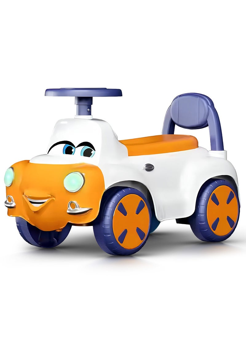 Snug Kids Ride on Car for Kids, Baby Car with Light, Music, Storage Space & Backrest, Baby Push Car for Toddlers Kids Car Jeep Baby Ride on Toy Car for Kids 1+ Years Boys Girls Orange