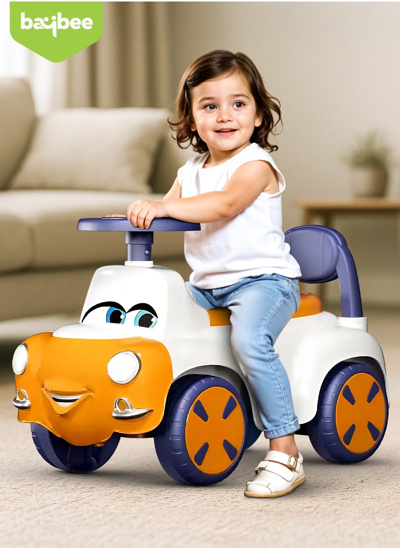 Snug Kids Ride on Car for Kids, Baby Car with Light, Music, Storage Space & Backrest, Baby Push Car for Toddlers Kids Car Jeep Baby Ride on Toy Car for Kids 1+ Years Boys Girls Orange