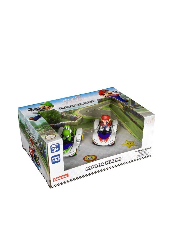 Super Mario PULL N SPEED KART P-WING TWINPACK By Carrera