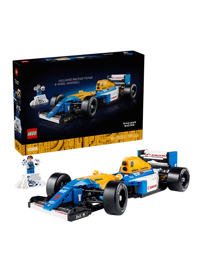 Icons Williams Racing FW14B & Nigel Mansell - F1 Car Model Set for Adults, with a Collectible Driver Minifigure, Trophy & Display Stand - Gift Idea for Men, Women & Teenage Motorsports Fans 10353 (799 pieces)