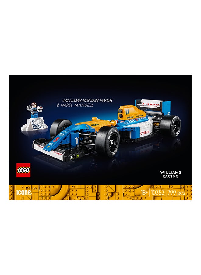 Icons Williams Racing FW14B & Nigel Mansell - F1 Car Model Set for Adults, with a Collectible Driver Minifigure, Trophy & Display Stand - Gift Idea for Men, Women & Teenage Motorsports Fans 10353 (799 pieces)