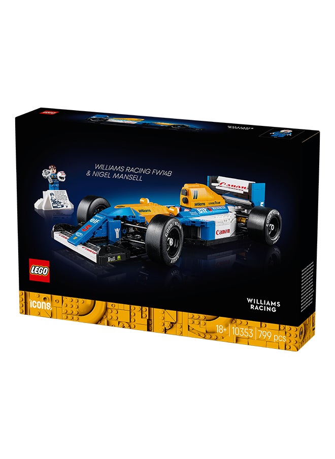 Icons Williams Racing FW14B & Nigel Mansell - F1 Car Model Set for Adults, with a Collectible Driver Minifigure, Trophy & Display Stand - Gift Idea for Men, Women & Teenage Motorsports Fans 10353 (799 pieces)