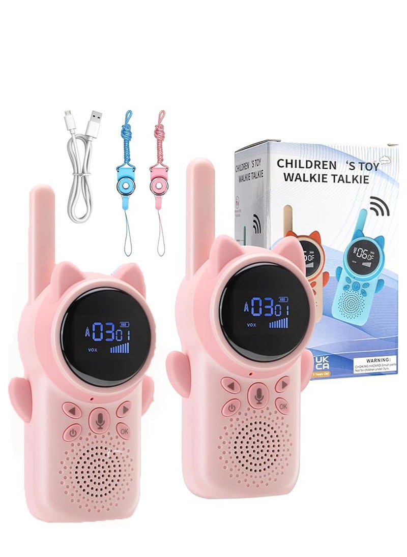 Kids' Adventure Walkie Talkies Rechargeable (2 Pack) – LCD Display & LED Flashlight, Fun Outdoor Toy Gift for Boys & Girls Ages 3-12 – Camping, Hiking, Backyard Adventures (USB Rechargeable, Lightweight, Clear Sound