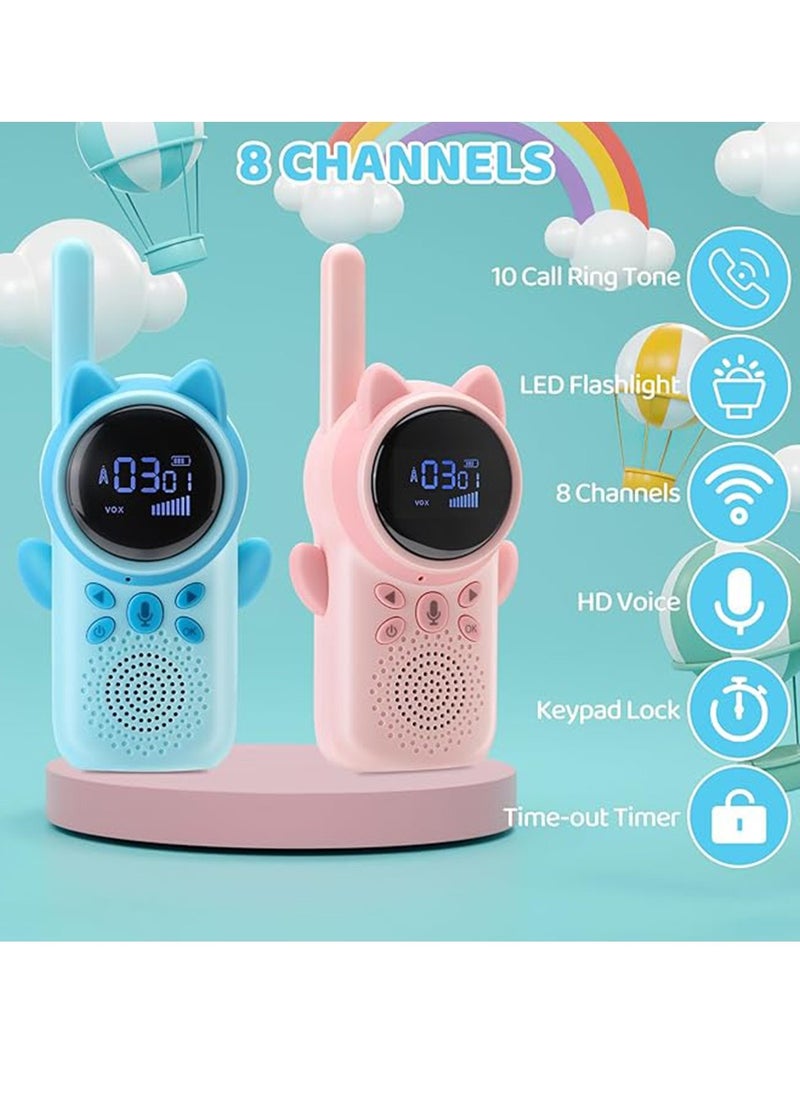 Kids' Adventure Walkie Talkies Rechargeable (2 Pack) – LCD Display & LED Flashlight, Fun Outdoor Toy Gift for Boys & Girls Ages 3-12 – Camping, Hiking, Backyard Adventures (USB Rechargeable, Lightweight, Clear Sound