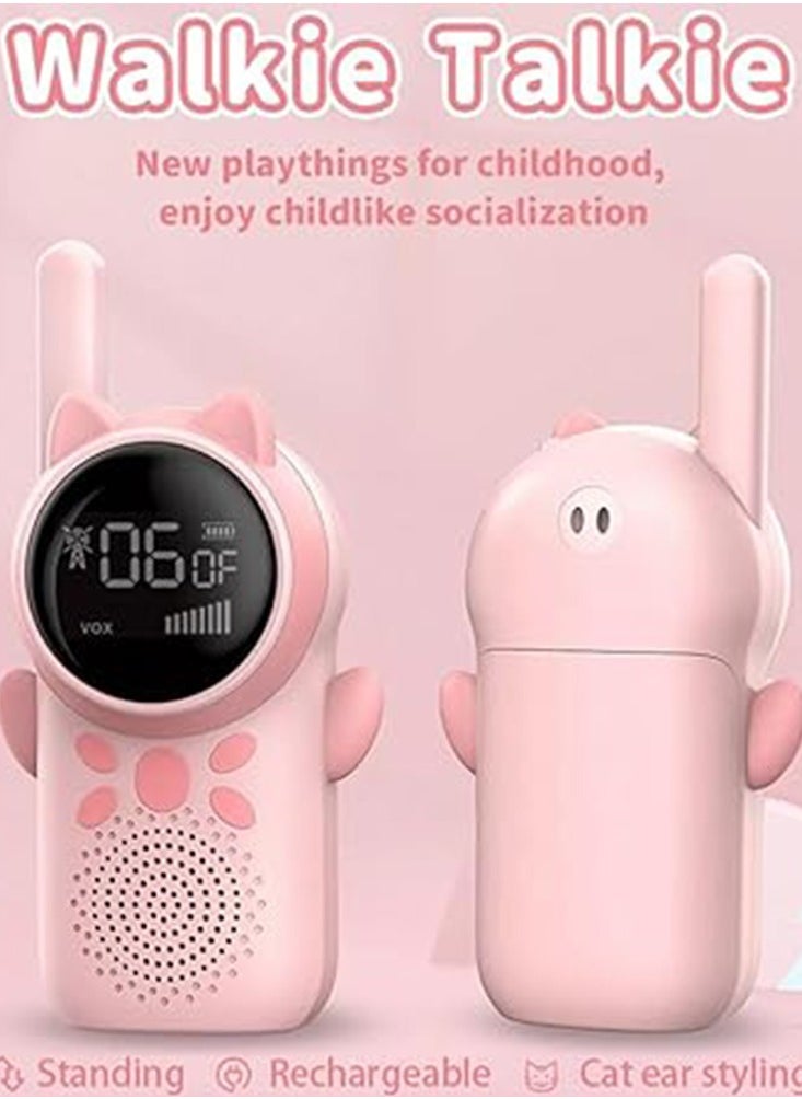 Kids' Adventure Walkie Talkies Rechargeable (2 Pack) – LCD Display & LED Flashlight, Fun Outdoor Toy Gift for Boys & Girls Ages 3-12 – Camping, Hiking, Backyard Adventures (USB Rechargeable, Lightweight, Clear Sound