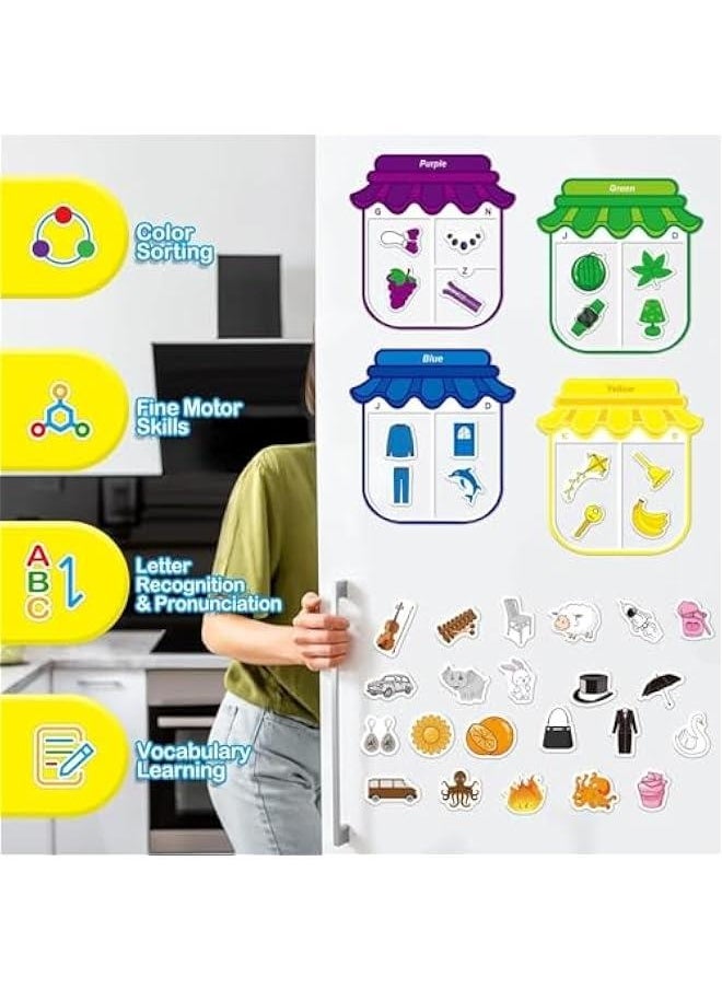 Magnetic Shapes Color Sorting Matching Set, Colors Learning Matching Game for Kids, Magnetic Sorting Set Educational Magnet Color, Color Shape Matching Fridge Magnets