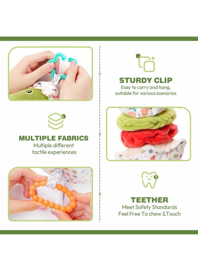 Jollybaby Baby Musical Pull String Hanging Toy for Stroller Car Seat Crib Play Gym, Plush Stuffed Dinasour Toy for Carseat with Music Teether Crinkle Paper, Sensory Toy for 0-6-12-18 Months Baby Gift
