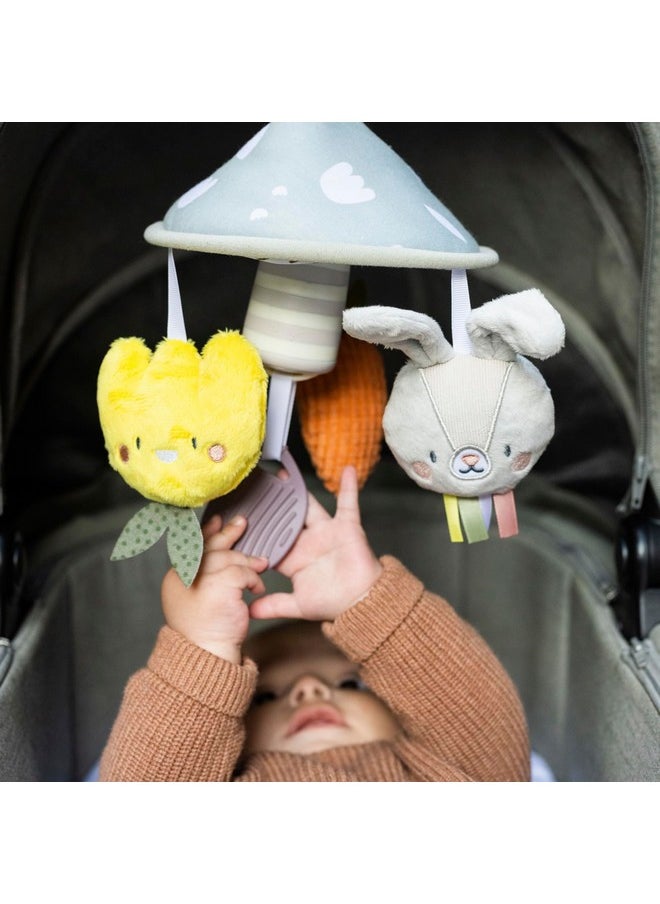 Taf Toys Pram Mobile - Colorful and Interactive Baby Stroller Mobile with Chime Bells, Teether and Hanging Dolls - Lightweight, Easy Attach, Developmental Toy for Baby's Senses and Motor Skills
