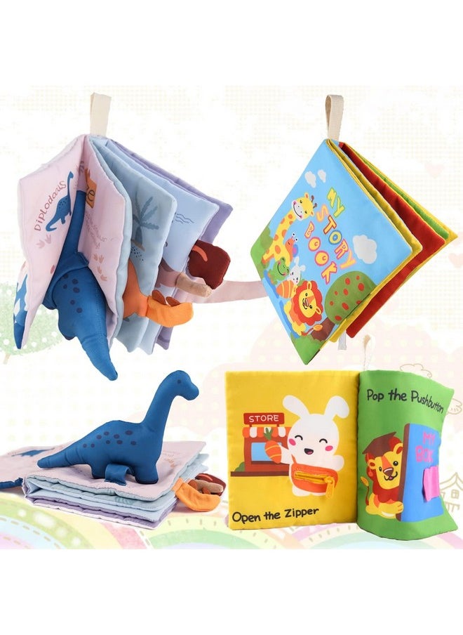 Richgv Baby Books Toys 6-12 Months, 2Pcs Interactive 3D Books for Baby&Toddler 1-2 Years, Soft Cloth Books Busy Books Toys Gifts for Boys Girls Touch and Feel Crinkle Books Sensory Toys