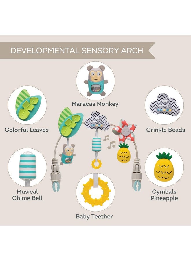 Taf Toys ‘Tropical Orchestra Arch’ | Ideal for Infant & Toddlers, Fits Stroller & Pram, Activity Arch with Fascinating Toys, Stimulates Baby’s Senses and Motor Skills Development, Easier Outdoors