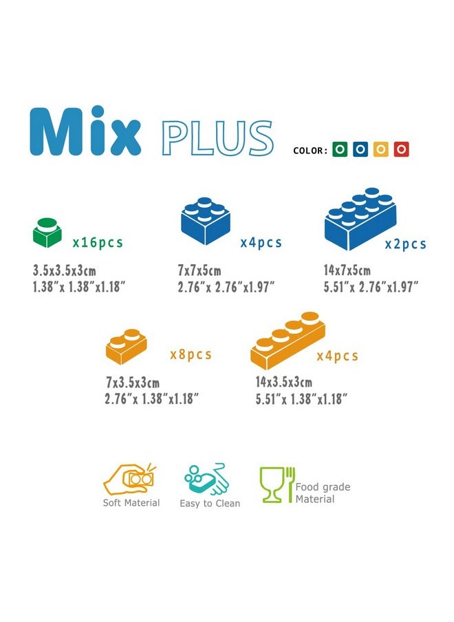 UNiPLAY Mix Soft Building Blocks - 34-Piece Set for Infant Early Learning, Cognitive Development, and Toddler Creative Play - Ages 3 Months+