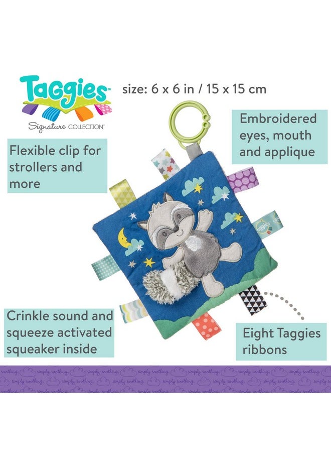 Taggies Soothing Sensory Crinkle Me Toy with Baby Paper and Squeaker, Harley Raccoon, 6.5 x 6.5-Inches