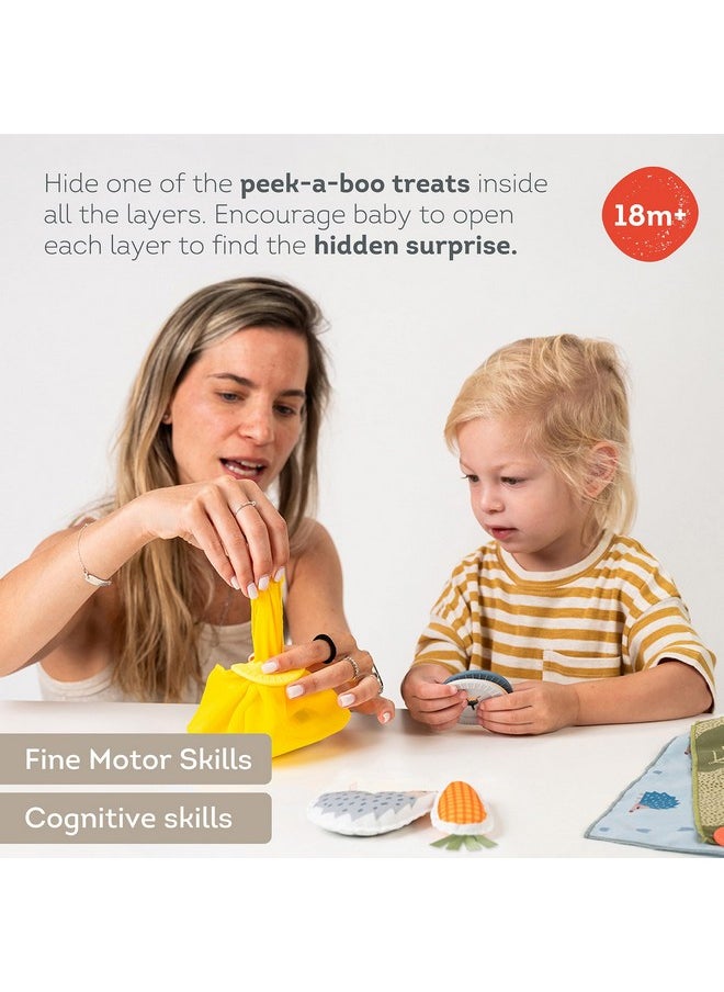 Taf Toys Peek-a-Boo What's Inside? Sensory Toy for Babies 18 Months & up, Montessori Tissue Toy for Color Matching & Fine Motor Skills Development, Baby Toy with Hidden Activity Toys