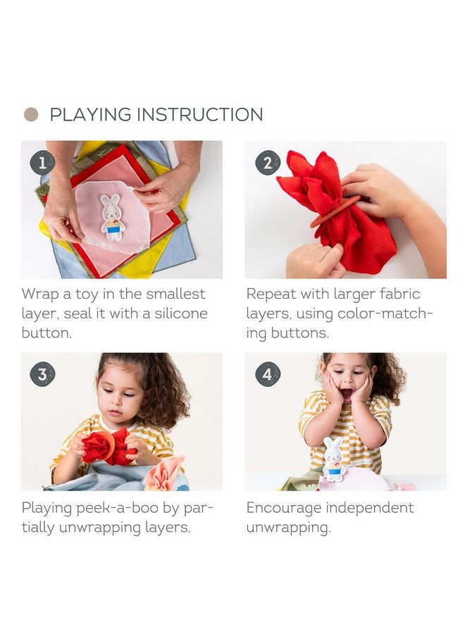 Taf Toys Peek-a-Boo What's Inside? Sensory Toy for Babies 18 Months & up, Montessori Tissue Toy for Color Matching & Fine Motor Skills Development, Baby Toy with Hidden Activity Toys