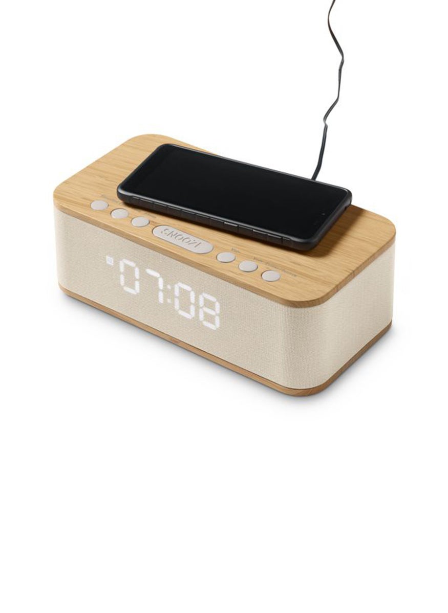 Alarm Clock With Wireless Charging, Natural