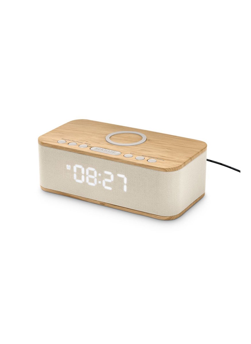 Alarm Clock With Wireless Charging, Natural