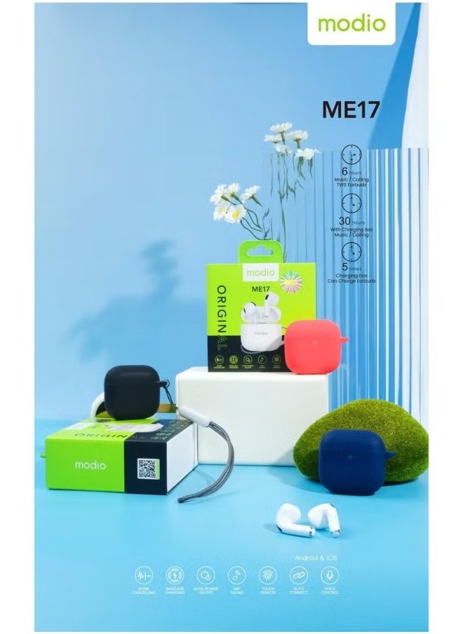 ME17 Wireless Bluetooth Earbuds Pro – True Wireless In-Ear Headphones with Bluetooth 5.3, Crystal-Clear HD Sound, Long Battery Life, Touch Controls, Noise Isolation & Charging Case – Compatible with Android, iPhone, Tablets – White Color
