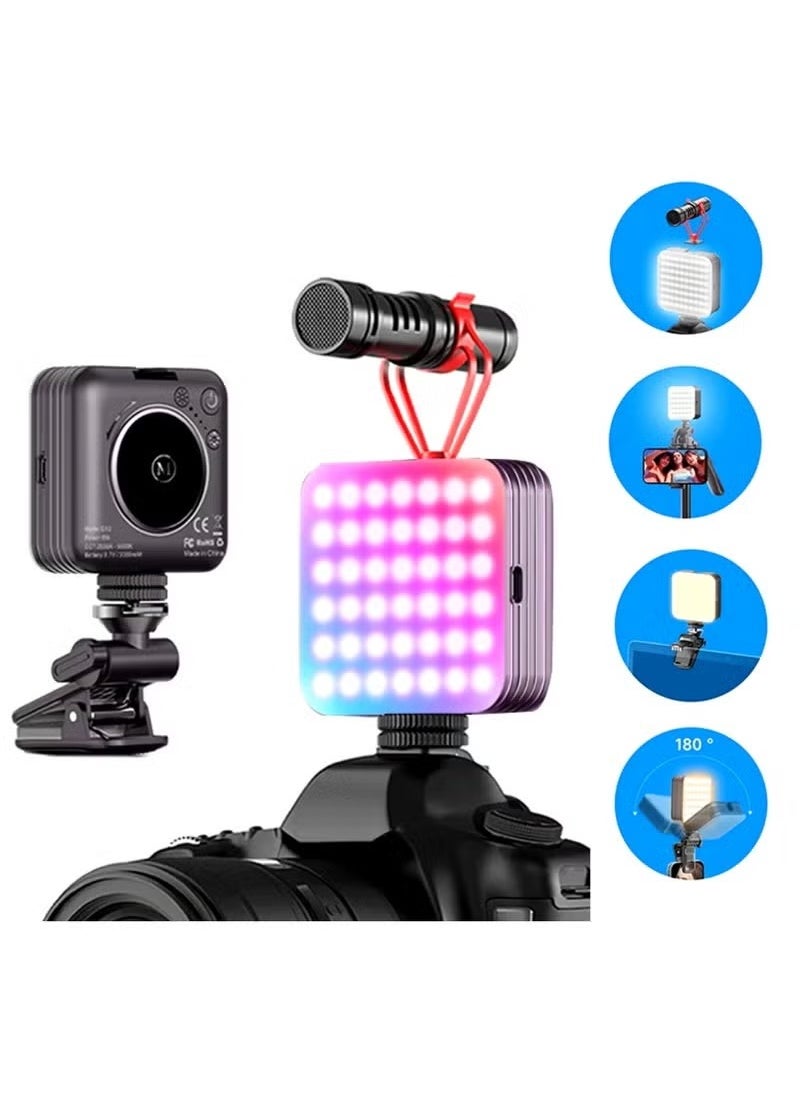 D12S 108 LED RGB Video Light – 360° Full Color Portable Photography Lighting, 8 Lighting Effects, 2500-9000K Adjustable Temperature, CRI 95+, Type-C Charging, 2000mAh Rechargeable Battery – 3 Modes for On-Camera & Creative Lighting