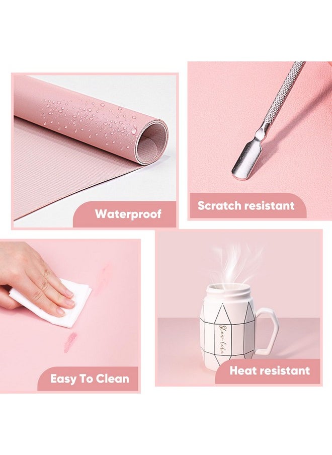 Subay Nail Art Table Mat, (MAT ONLY) Soft Microfiber PU Leather Nail Hand Rest for Nail Arm Rest Cushion, Foldable Nail Art Rest Pillow Manicure Pad Desk Mat - Pink