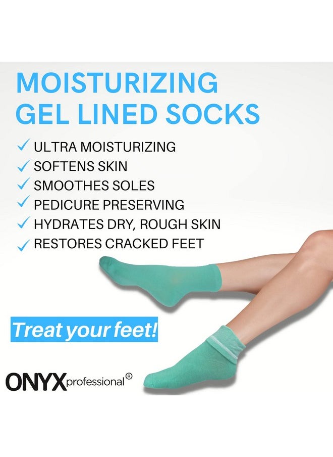 Onyx Professional Gel Moisturizing Socks, One Size Dry Feet Treatment for Women or Men, Hydrating Spa Socks for Dry Feet and Cracked Heel Repair, One Reusable Pair