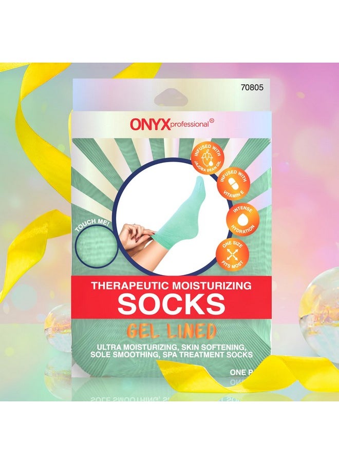 Onyx Professional Gel Moisturizing Socks, One Size Dry Feet Treatment for Women or Men, Hydrating Spa Socks for Dry Feet and Cracked Heel Repair, One Reusable Pair
