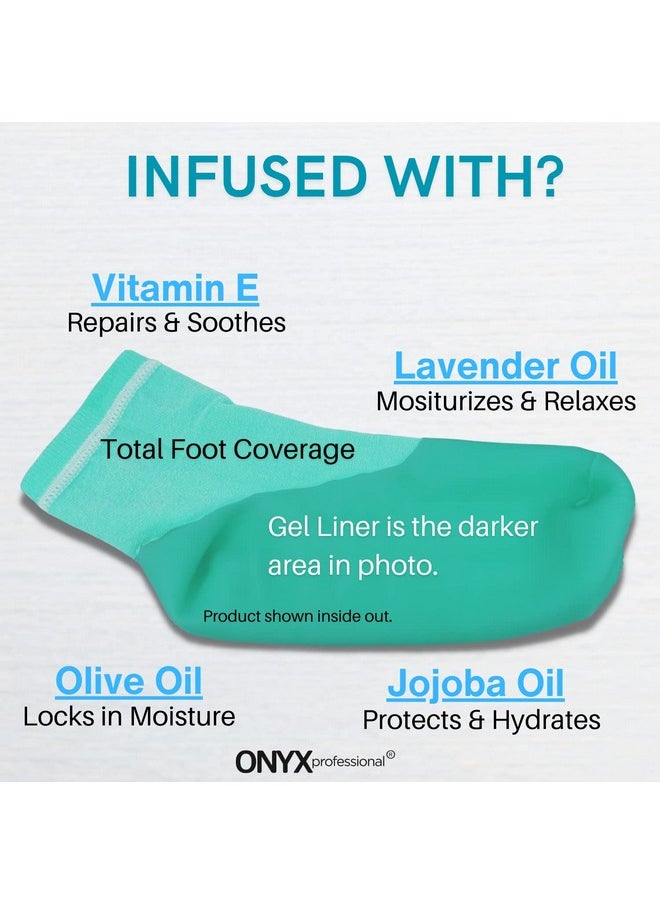 Onyx Professional Gel Moisturizing Socks, One Size Dry Feet Treatment for Women or Men, Hydrating Spa Socks for Dry Feet and Cracked Heel Repair, One Reusable Pair