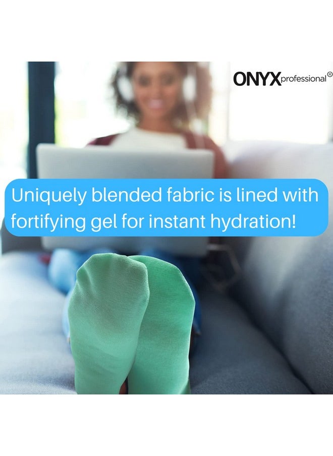 Onyx Professional Gel Moisturizing Socks, One Size Dry Feet Treatment for Women or Men, Hydrating Spa Socks for Dry Feet and Cracked Heel Repair, One Reusable Pair