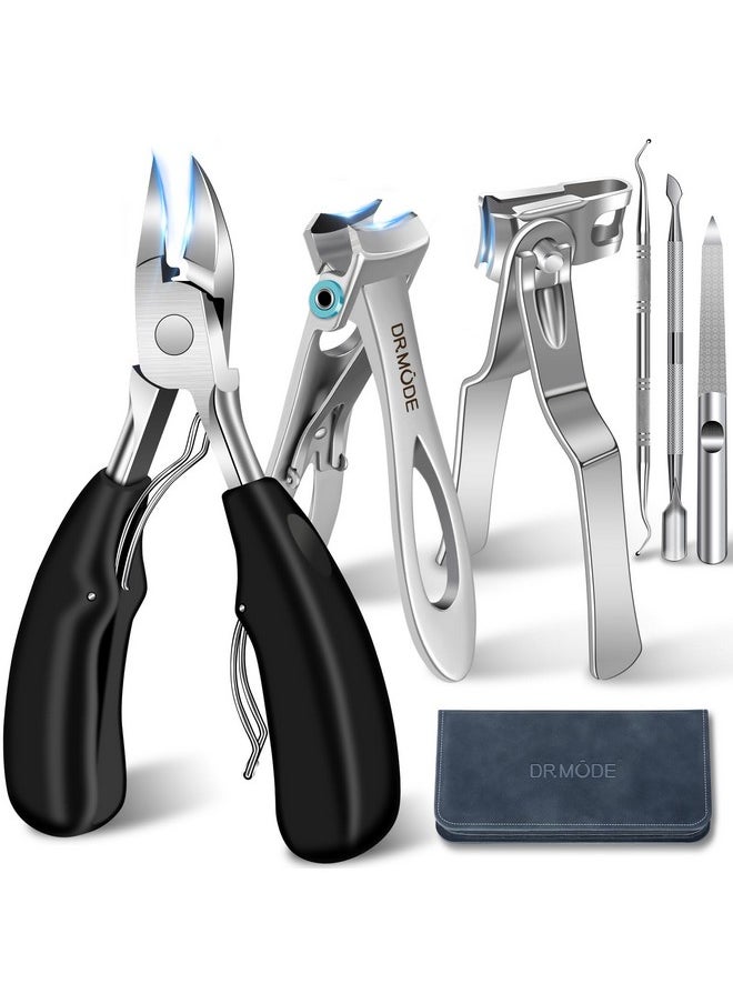 Toenail Clippers for Seniors Thick Toenails - Wide Jaw Opening Large Toe Nail Clippers for Thick Ingrown Nails, Professional Sharp Heavy Duty Nail Clipper Cutter for Mens Seniors with Leather Case