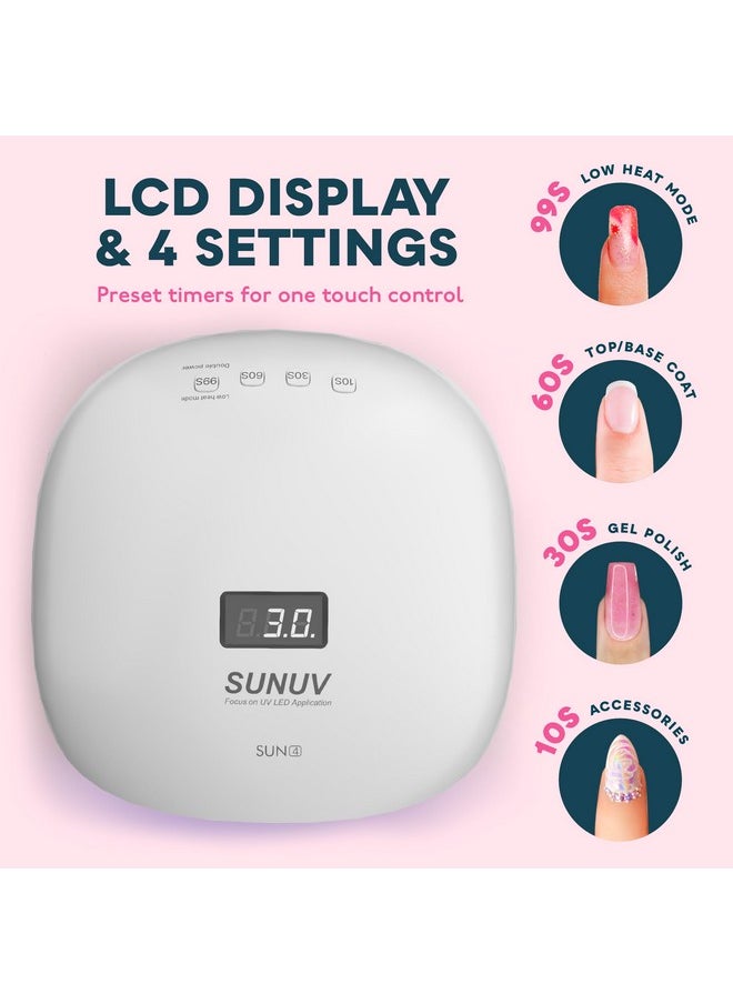 SUNUV SUN4 48W UV LED Nail Lamp, UV Light for Nails, LED UV Lamp for Gel Nails with 4 Timer Settings, Nail Dryer for Gel Polish for Home Salon Black