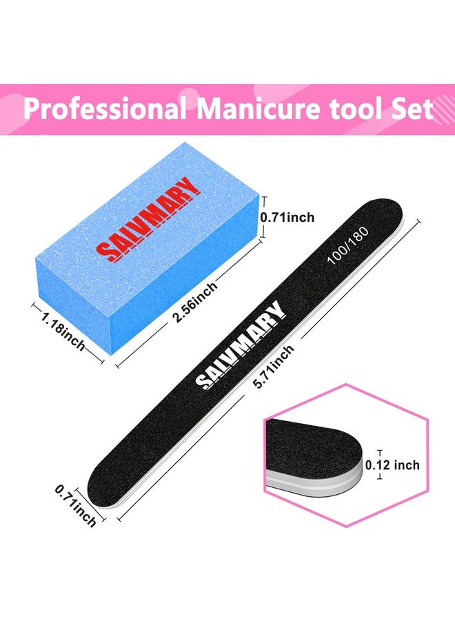 Nail Files and Buffers, Professional Manicure Tools Kit, 100/180 Grit Double Sided Emery Boards for Nails, 80/100 Grit Nail Buffer Blocks Supplies for Home Salon 8Pcs