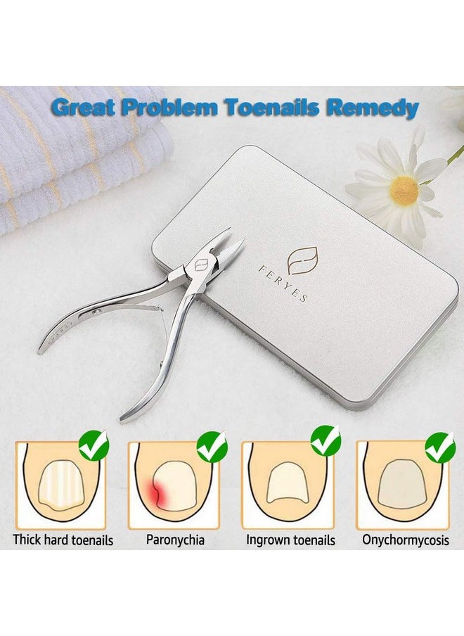 FERYES Toenail Clippers Straight Blade for Thick Toenails, Nail Clippers for Thick and Ingrown Nails - High Temperature Forging Stainless Steel Toe Nail Tools