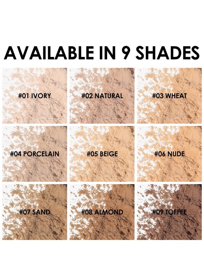 FOCALLURE Oil Control Loose Face Powder, Translucent Loose Setting Powder, Shine-Free Matte Finishing Powder, Long-lasting & Lightweight Sets Foundation Makeup, Includes Velour Powder Puff, Wheat