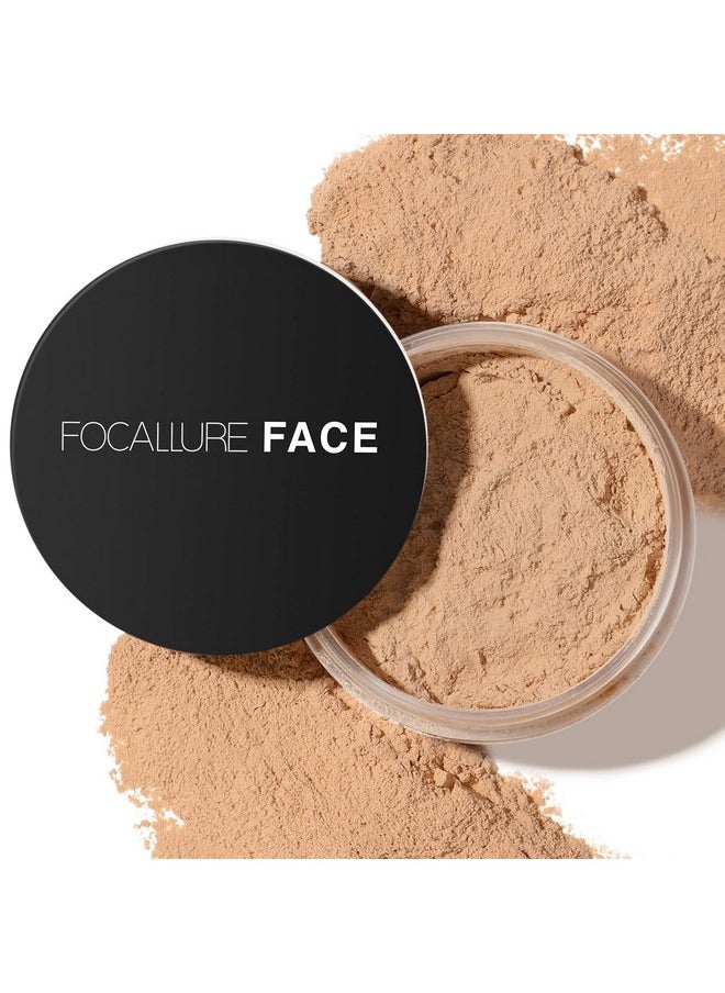 FOCALLURE Oil Control Loose Face Powder, Translucent Loose Setting Powder, Shine-Free Matte Finishing Powder, Long-lasting & Lightweight Sets Foundation Makeup, Includes Velour Powder Puff, Wheat