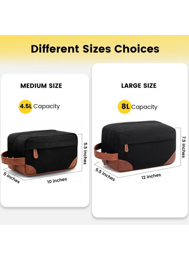 Vorspack Large Toiletry Bag Hanging Dopp Kit for Men Water Resistant Canvas Shaving Bag with Large Capacity for Travel- Black