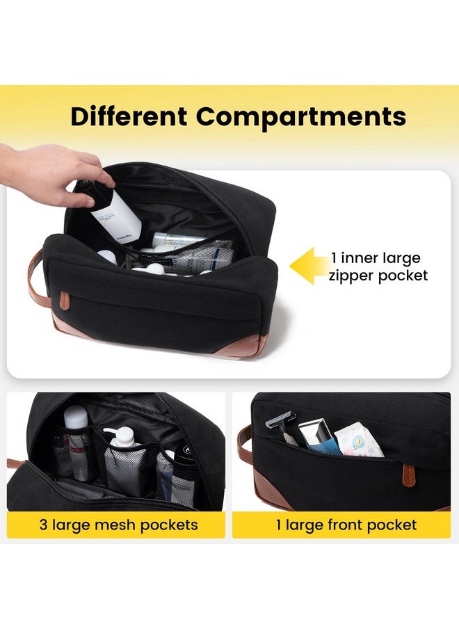 Vorspack Large Toiletry Bag Hanging Dopp Kit for Men Water Resistant Canvas Shaving Bag with Large Capacity for Travel- Black