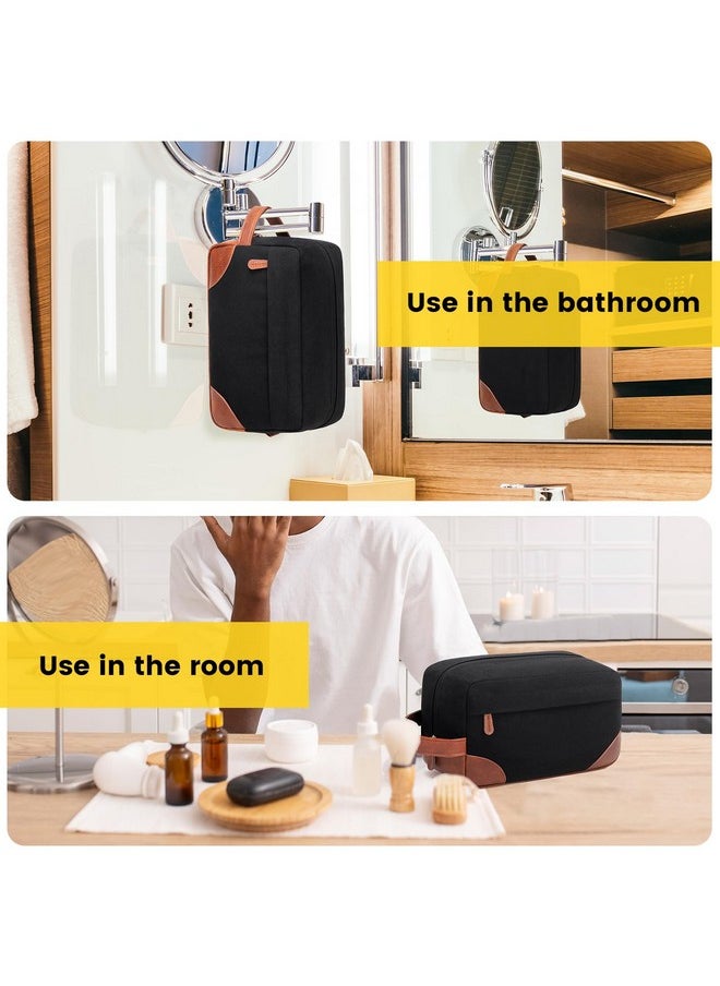 Vorspack Large Toiletry Bag Hanging Dopp Kit for Men Water Resistant Canvas Shaving Bag with Large Capacity for Travel- Black