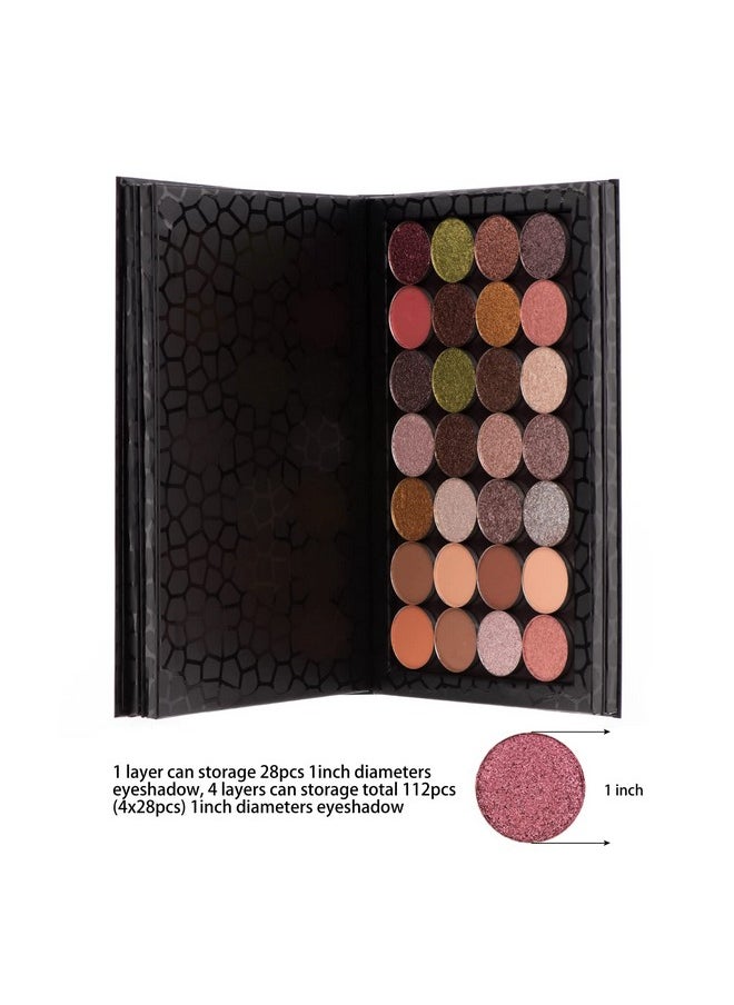 Allwon 4-Layer Book Shaped Magnetic Palette Large Empty Makeup Palette Storage Box for Eyeshadow Lipstick Blush Powder (Black)